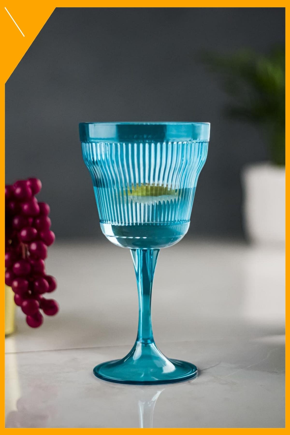 Barok Tasarım Aquamarin Akrilik Kadeh 300 ml | Kırılmaz Ayaklı Su Bardağı