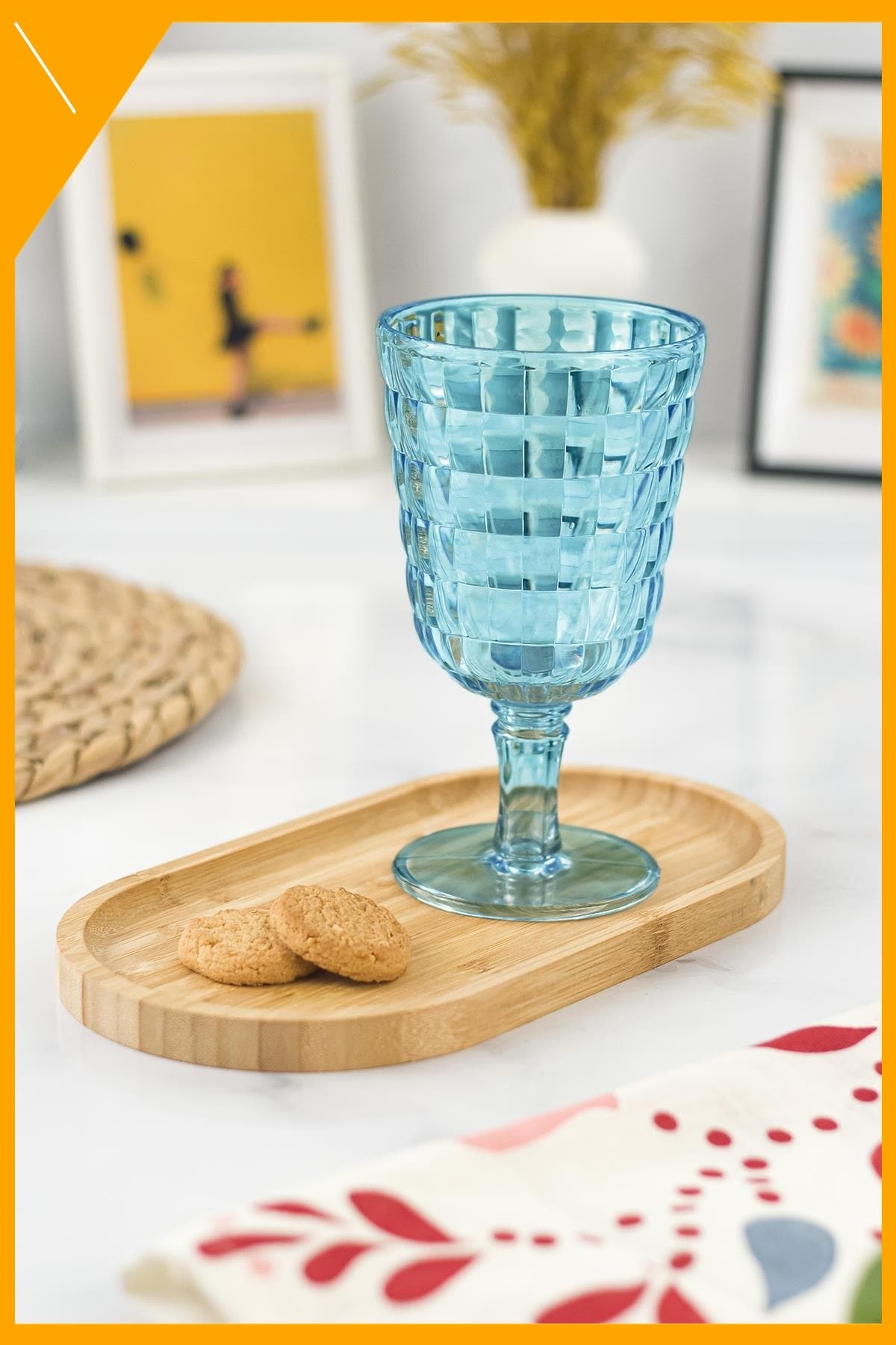 Allegra Kırılmaz Akrilik Kadeh - Aquamarin Rengi Cam Görünümlü 450 ml