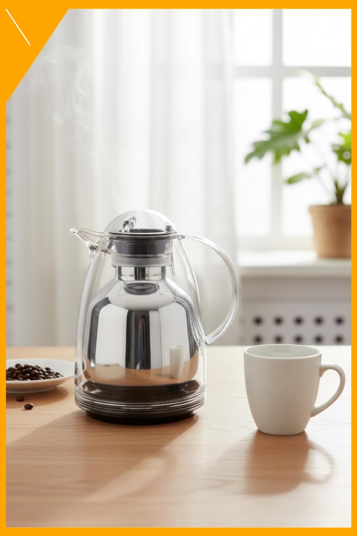 1 Litre Şeffaf Akrilik Termos Sürahi | 12 Saat Sıcak 24 Saat Soğuk Tutucu