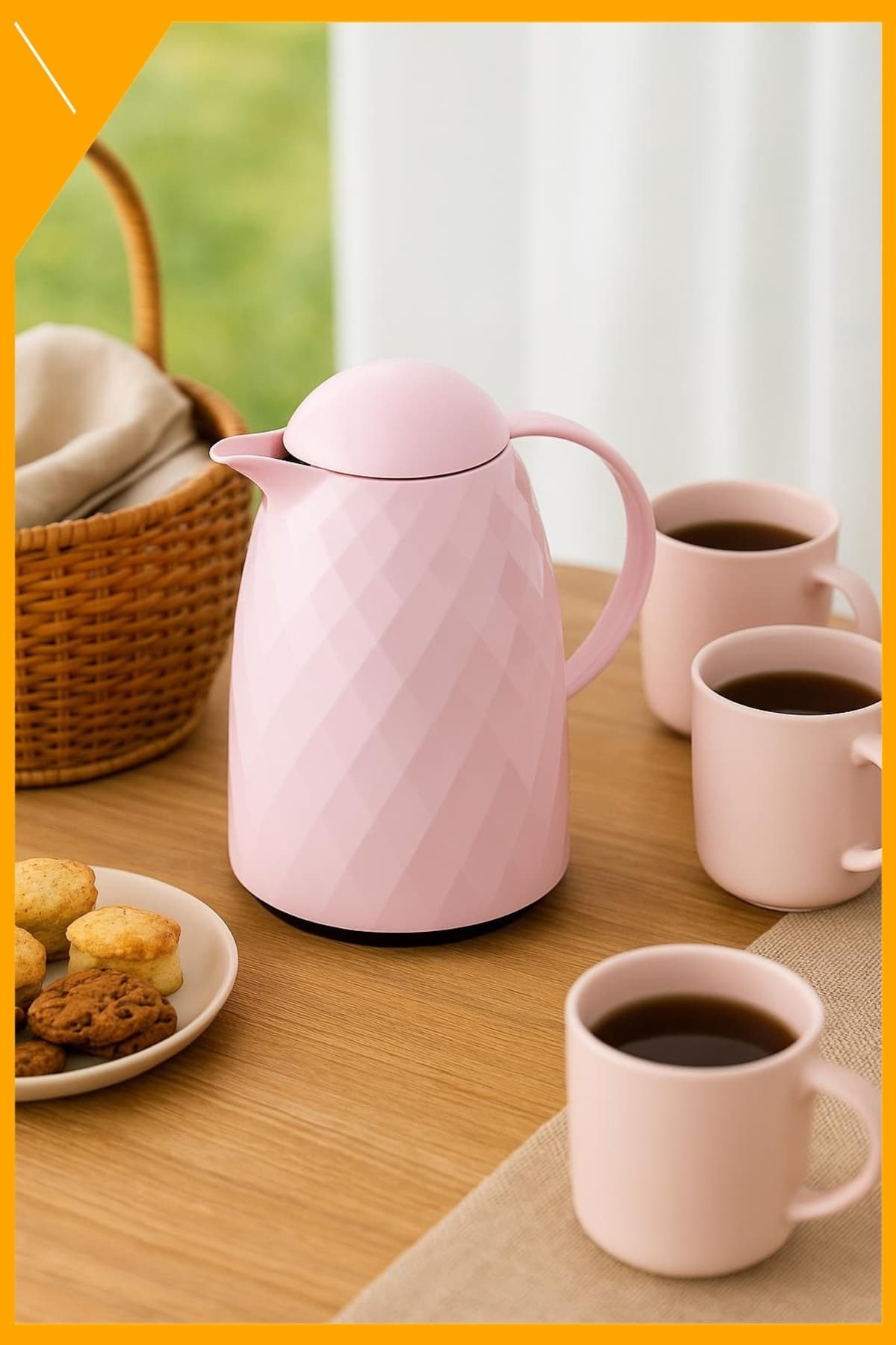 1 Litre Soft Pembe Sürahi Termos, 12 Saat Sıcak & 24 Saat Soğuk Tutucu