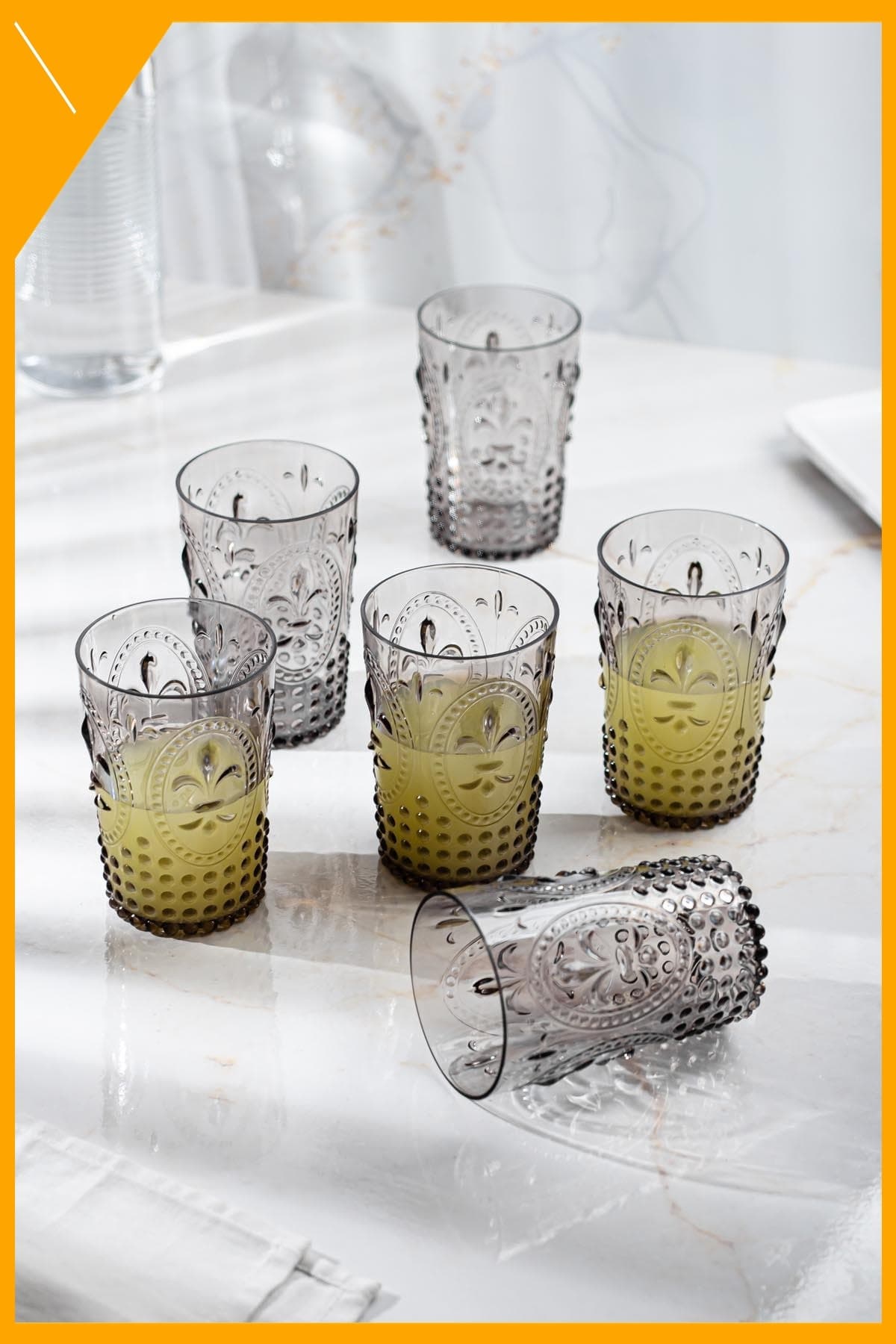 Füme Akrilik Bardak Seti 6 Adet 400 ml Kırılmaz Su & Meşrubat Bardağı