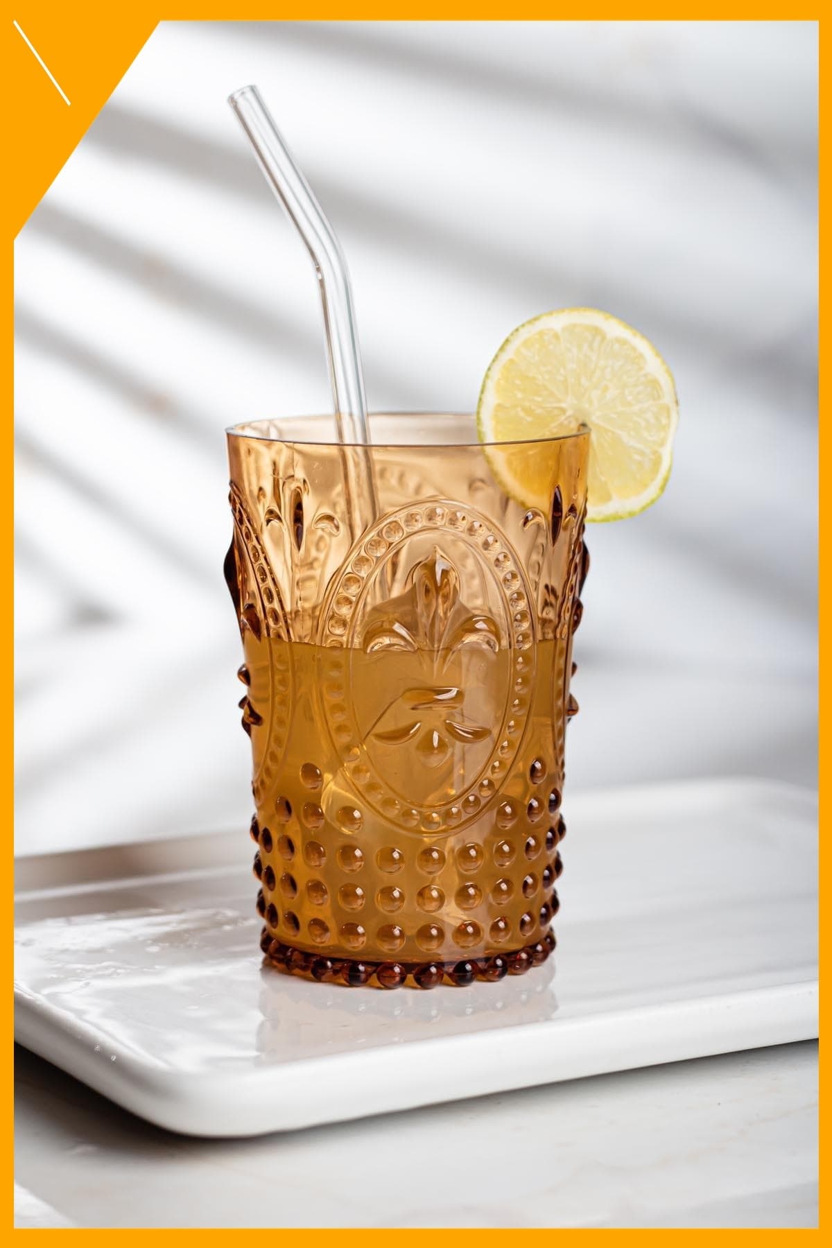 Bal Rengi Kırılmaz Akrilik Bardak 400 ml - Su & Kahve Yanı