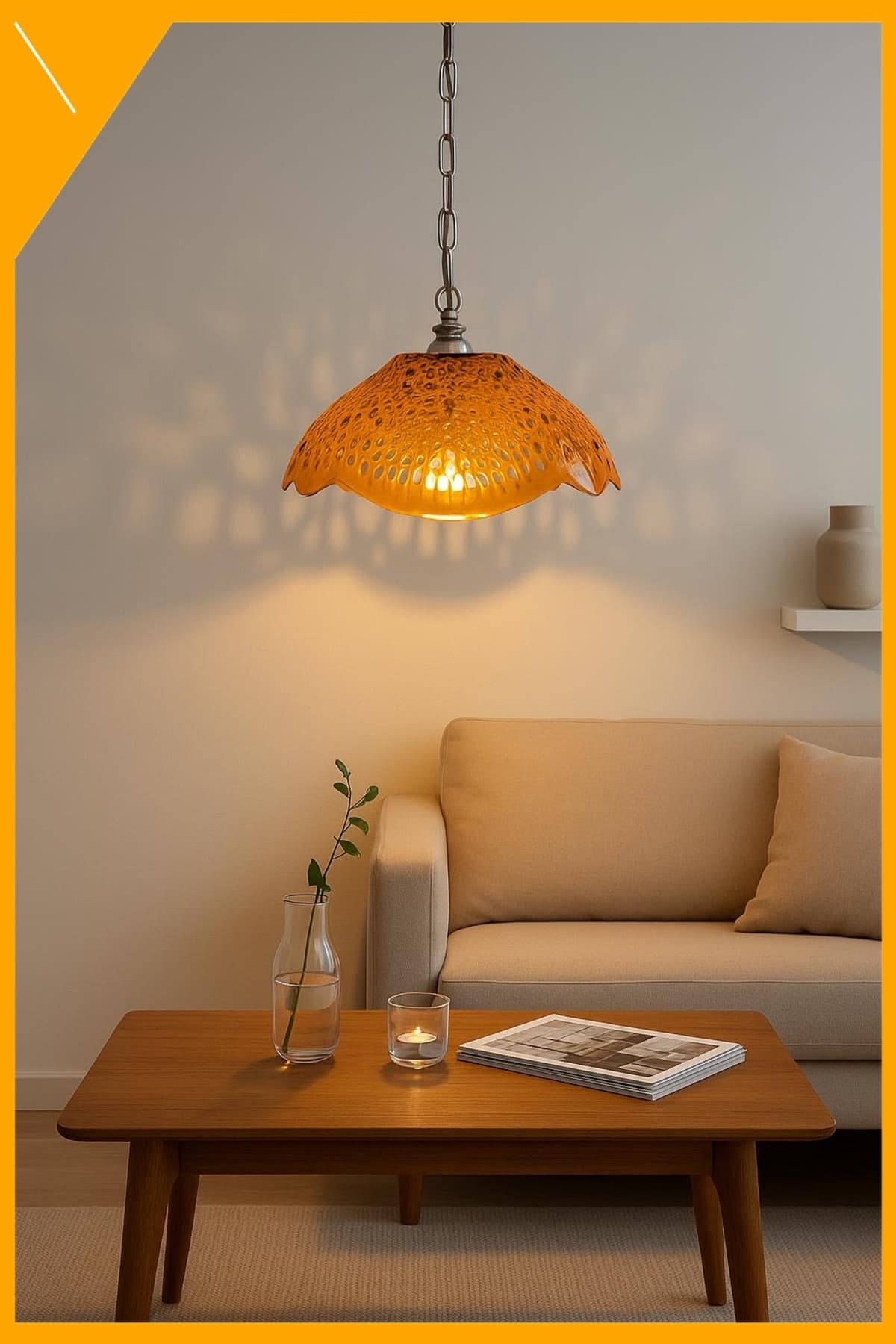 Bal Rengi Akrilik Kare Avize Modern Salon Tavan Aydınlatması 35x35 cm