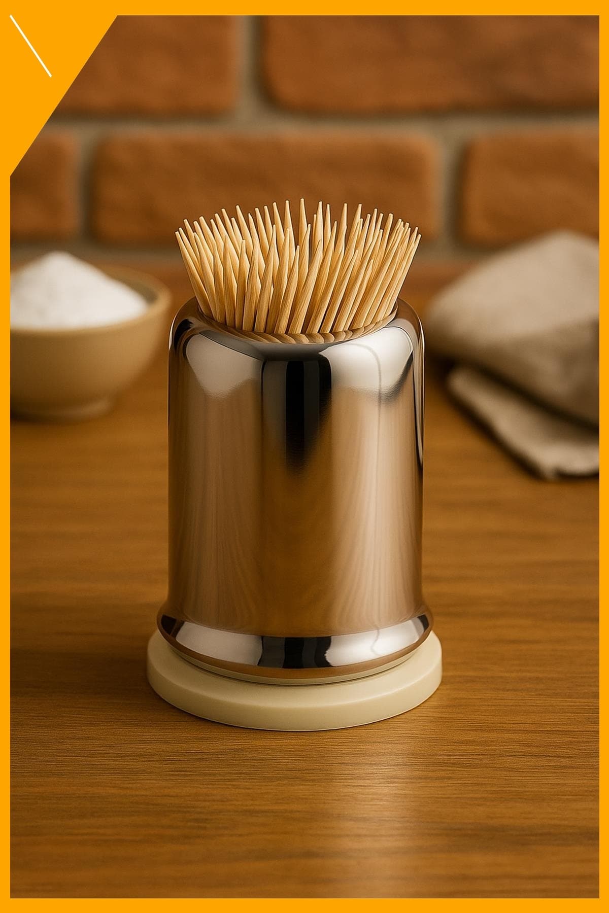 8cm Paslanmaz Çelik Kürdanlık - Modern ve Pratik Sofra Aksesuarı